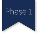 A blue and green banner with the words phase 1