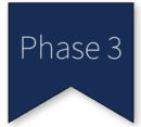 A blue and green banner with the words phase 3
