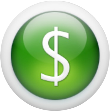 A green button with the image of a dollar sign.